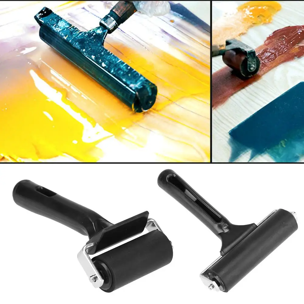 

Professional Black Rubber Roller Brush IY Craft Tools Brayer Rubber Roller Paint Art Painting Hand Plastic Wall Home Accessary