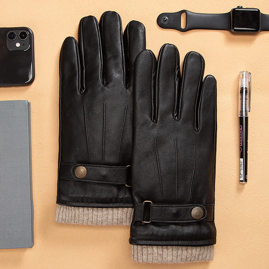 Перчатки мужские кожаные теплые мотоциклетные перчатки для езды на открытом