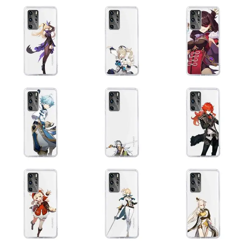 

Genshin impact Fashion design Phone Case Transparent For Huawei honor V 9 8 10 20 7 i S A C X pro lite play Soft TPU Clear