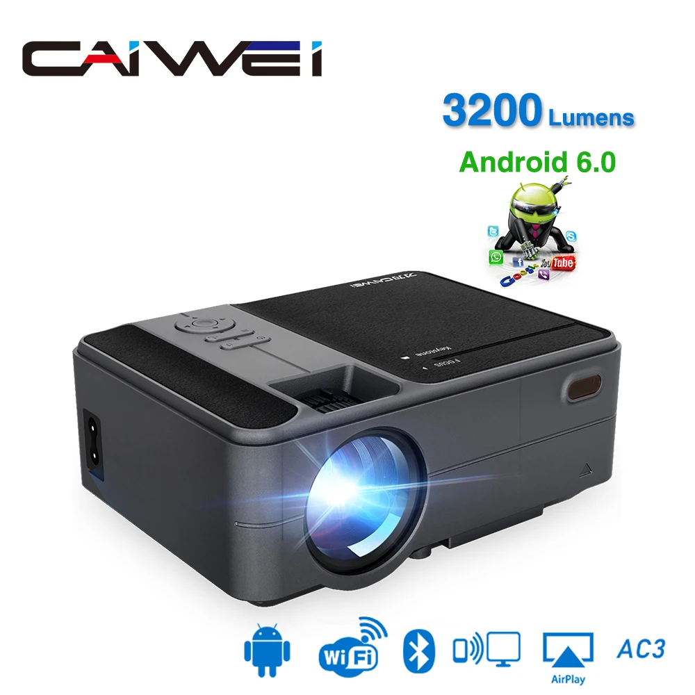 CAIWEI Smart WiFi Bluetooth Android портативный маленький мини-проектор с поддержкой HD видео домашний кинотеатр Heimkino HDMI VGA проектор