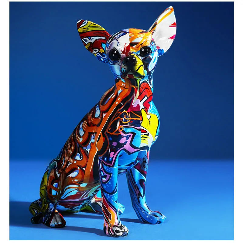 Творческий Цвет для бульдога Чихуахуа собака статуэтка женщины в смолы