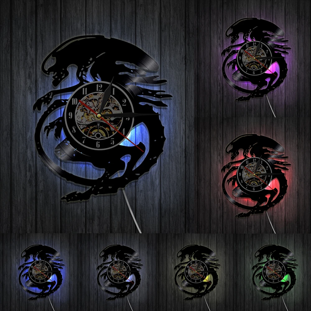 Настенные часы с изображением инопланетянина винтажный декор из фильма ужасов