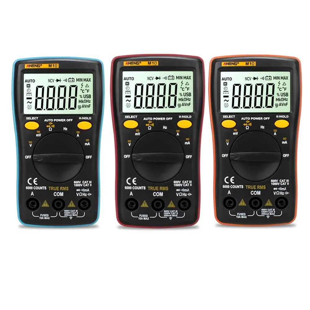 M10 карманный цифровой мультиметр-Транзистор тестер er аналоговый 6000 отсчетов