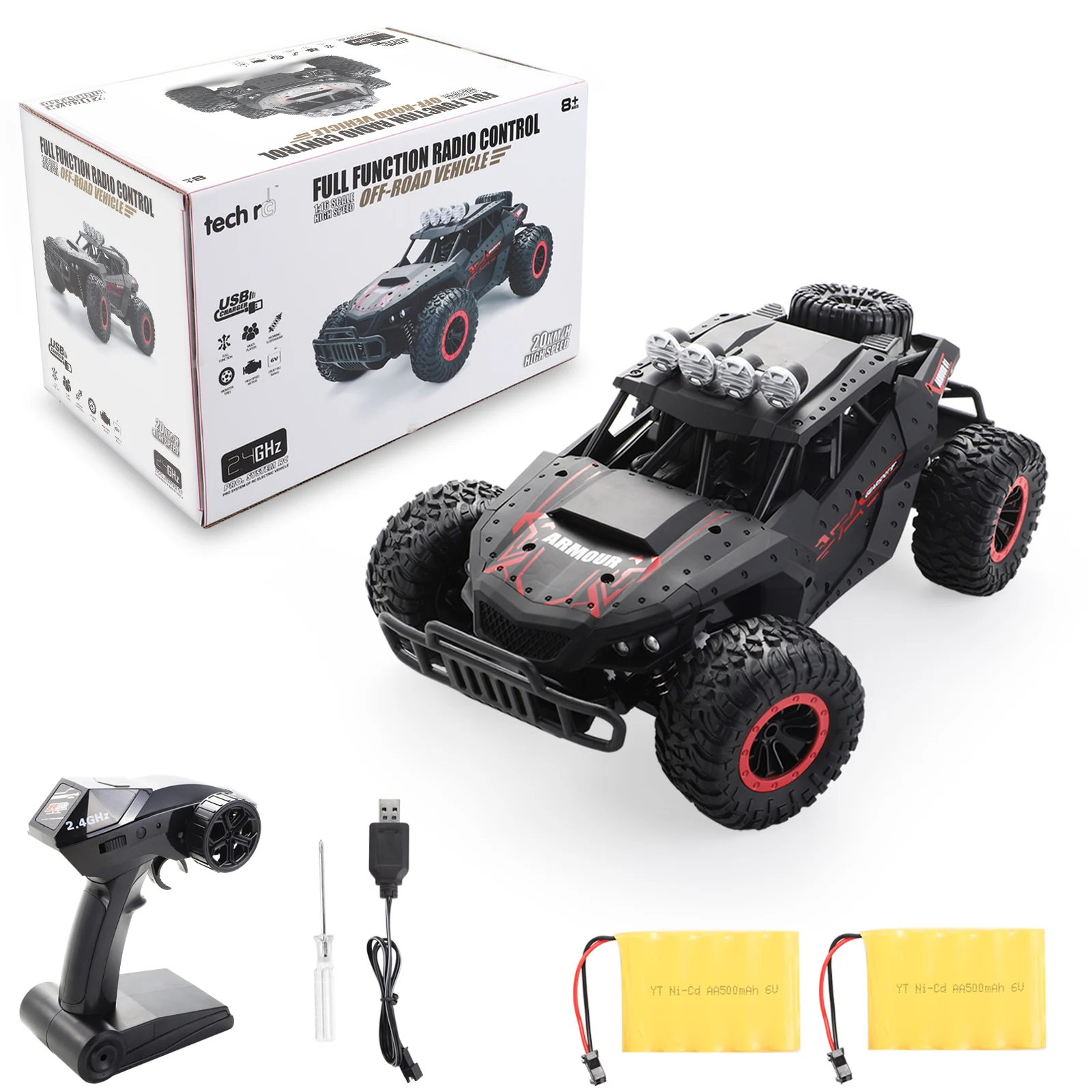 1:16 масштаб высокая скорость RC Автомобиль 2,4 GHz дистанционное управление 4 колеса электрический автомобиль внедорожник RTR 20 км/ч скорость автомобиля игрушки с 2 батареями