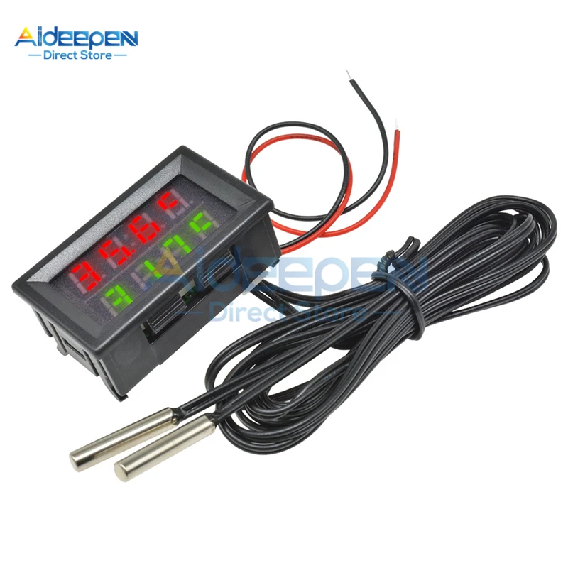 Red Green 4 Bit Мини DC 4 V-28 V 0,28 дюймов светодиодный цифровой термометр с двойным дисплеем w/NTC водонепроницаемый металлический датчик температуры тестер для внутреннего использования - Цвет: Red Green 4 Bit
