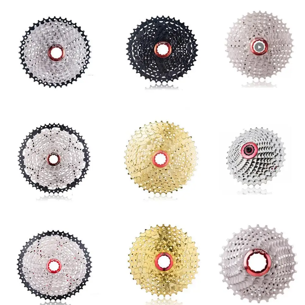 

MTB 9 Speed 25-28-32-36-40-46-50T Cassette Gold Silver Color Mountain Bike Bicycle Freewheel Wide Ratio Bicycle Parts