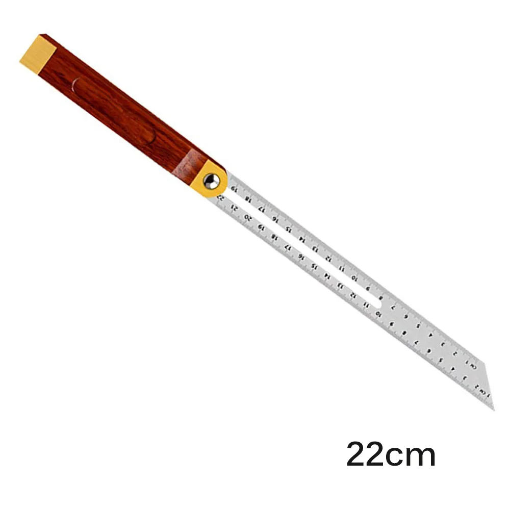 22cm ABEDOE Угловые линейки, измерительные приборы, тройной квадратный раздвижной Т-конический с деревянной ручкой, измерительный инструмент, деревянный маркировочный Калибр - Цвет: 22cm