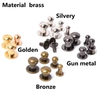 4-10 мм латунные застежки с пряжкой для ногтей с круглой головкой и заклепками для браслета, сумки из кожи, аксессуары для рукоделия