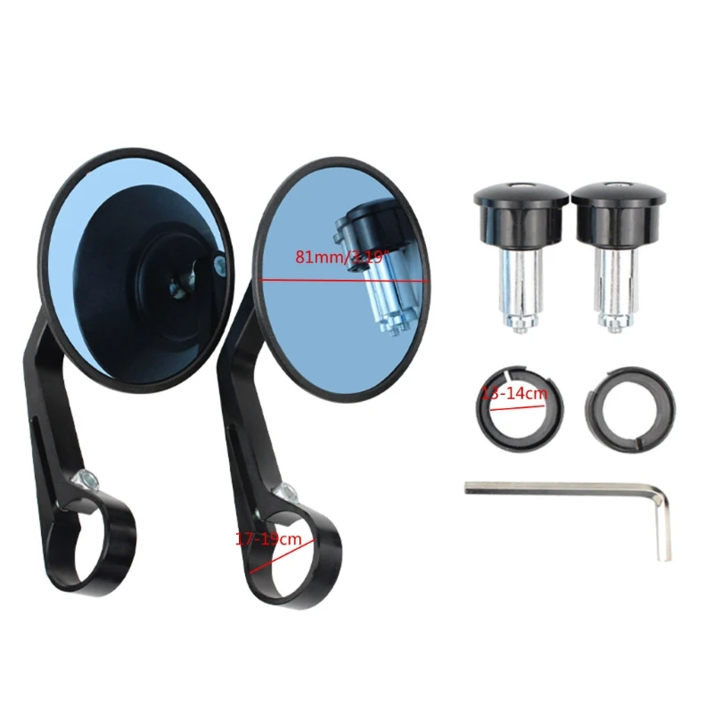 

50LC 2x Motorcycle Handlebar End Mirrors Aluminum Alloy Universal Side Rear View Mirror for Motorbike Blind Spot Mirrors