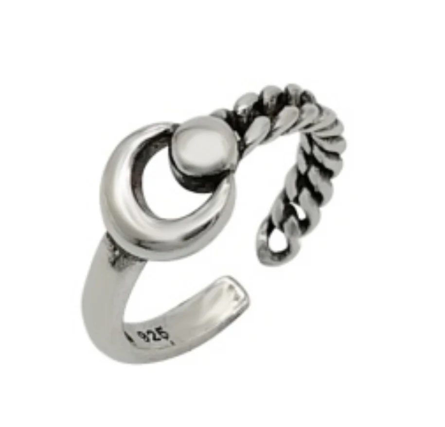 

Galaxy ring trendy female moon shape planet surround simple retro adjustable ring 2021 new female