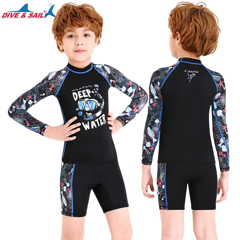 Купальные костюмы из двух предметов для мальчиков и девочек детские купальные с