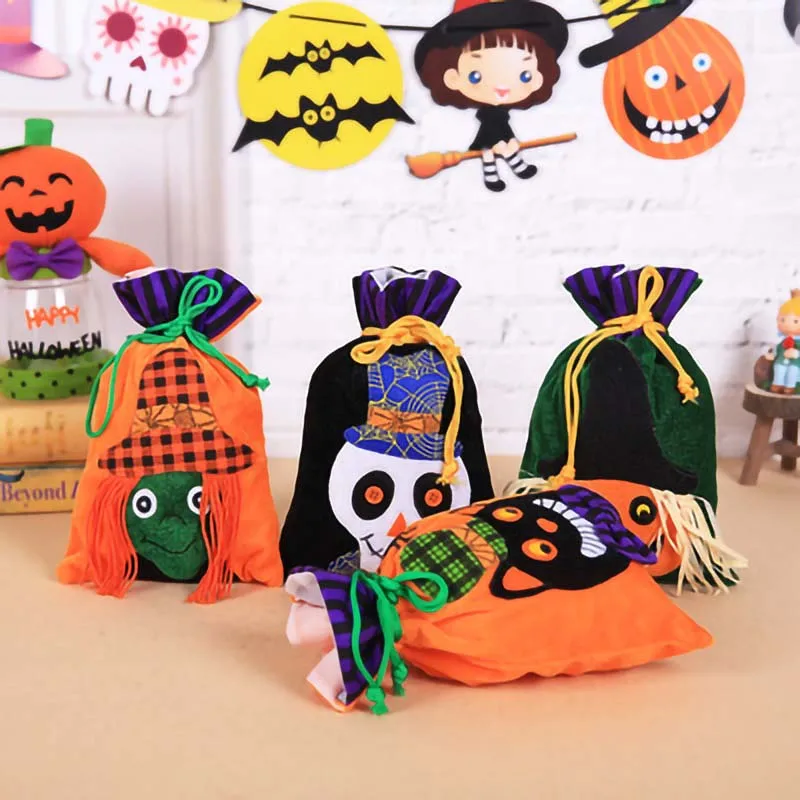 New Halloween Decoration15cm*27cmpumpkin Witch Velvet Bag Carnival Party Gift Bag Childrendecoration Portablebeam Mouthcandy Bag