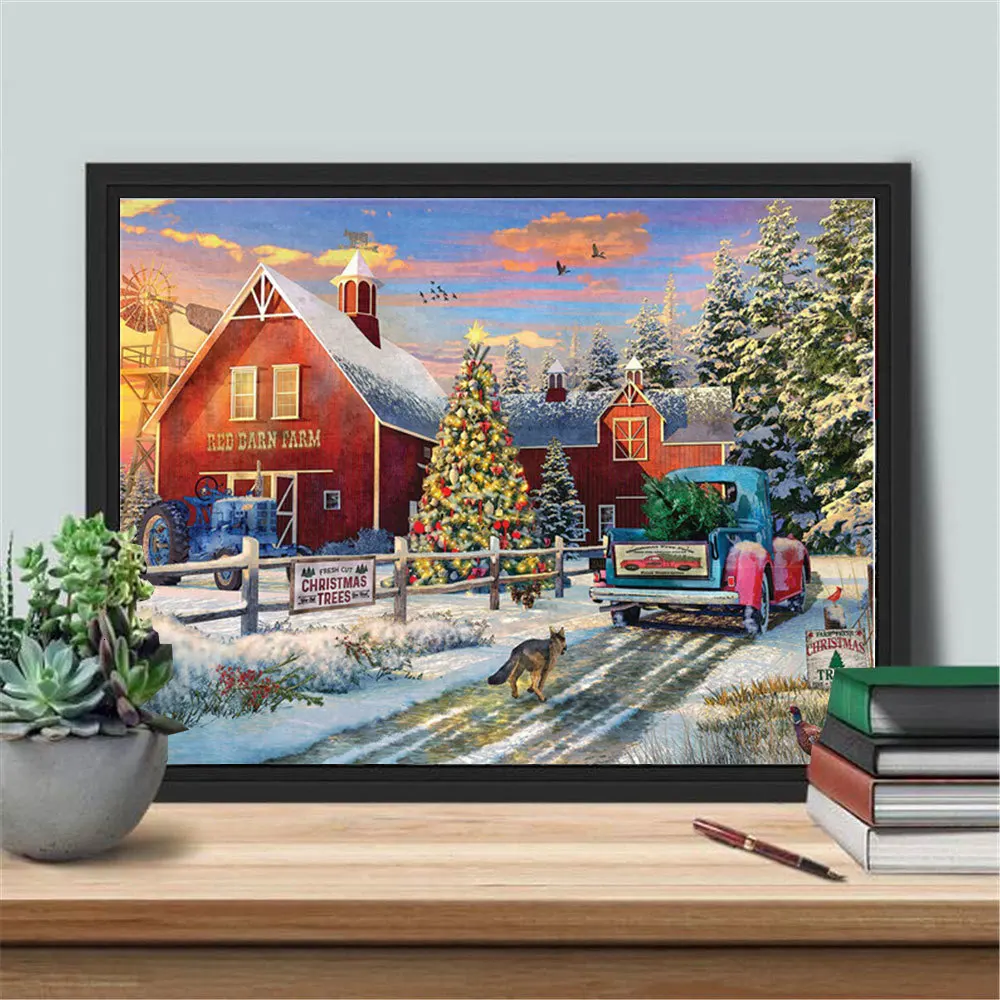 

5D алмазная живопись «сделай сам», дом, зима, полный квадрат, круглая с AB, вышивка, пейзаж, мозаика, вышивка крестиком, домашний декор