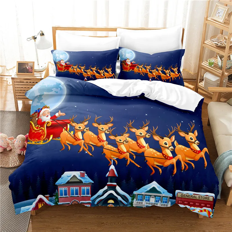 

Christmas Elk Bedding Set For Bedroom Soft Bedspreads For Bed Home Comefortable Duvet Cover Quilt Cover And Pillowcase