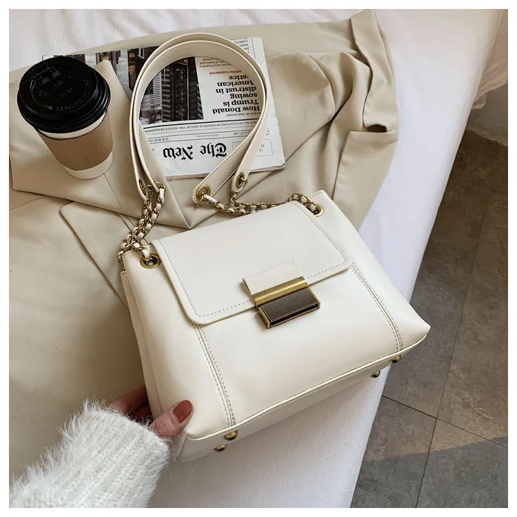 

Textured Bag Women's Spring New Tide Korean Fashion Chain Messenger Bag Solid Color Foreign One-shoulder Small Square Purse