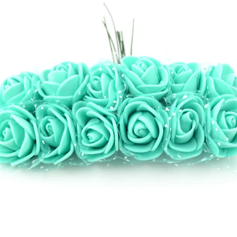 Tiffany 144 шт мини-букет из искусственных пузырей с розами, разноцветный Свадебный домашний декор, скрапбукинг, искусственные цветы, аксессуары для венков - Цвет: Tiffany