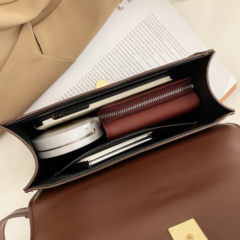 

Simple Lock Square Bag for Women's Trend PU Chain Shoulder Bag Casual Lady High-quality Leather Crossbody Handbags Tote Bags Sac