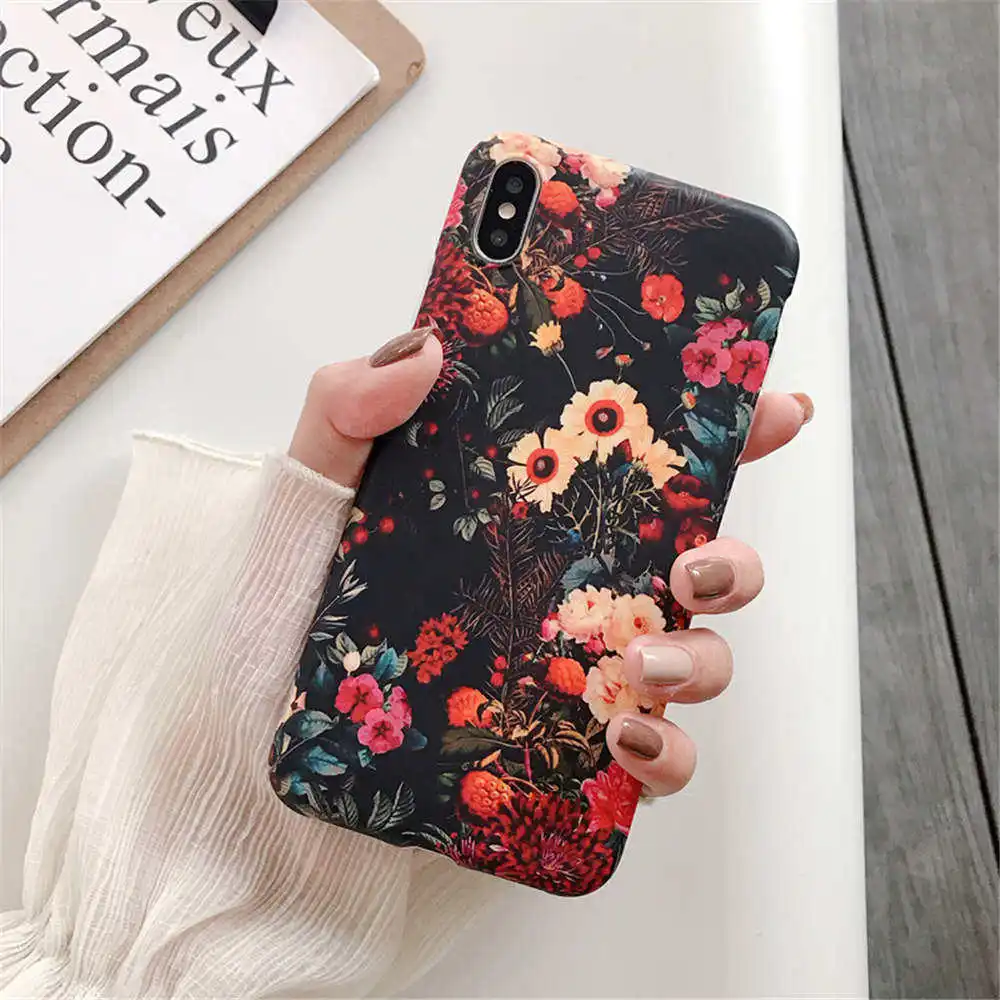 7 Платье в стиле ретро с цветочным узором чехол для iphone X XR 7 8 плюс Чехол Силиконовый мягкий матовый чехол для телефона чехол s для iphone 11 Pro XS Max, 6 S, 6 Plus, чехол Крышка - Цвет: 7