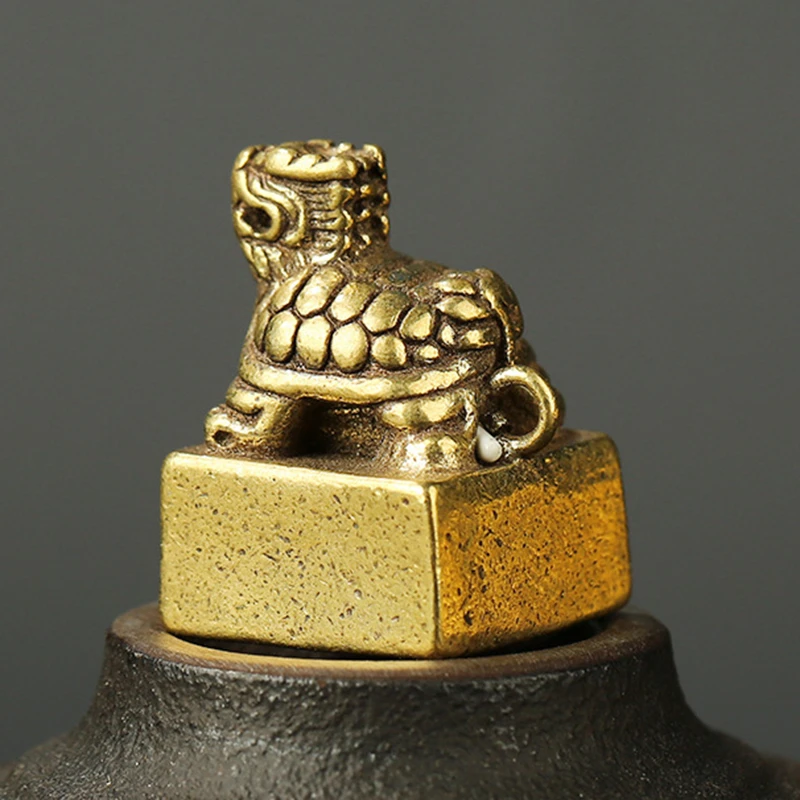 Винтажный медный Дракон черепаха герметичный Китайский античный латунный мини
