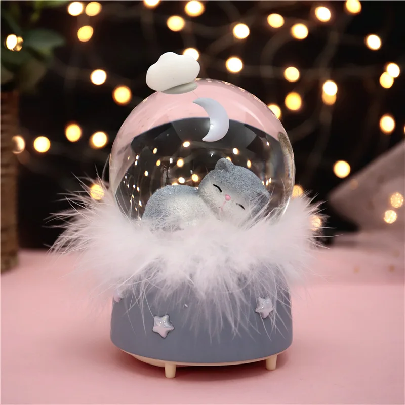 10*15 8 см kitty Plume хрустальные снежные глобусы стеклянная музыкальная шкатулка