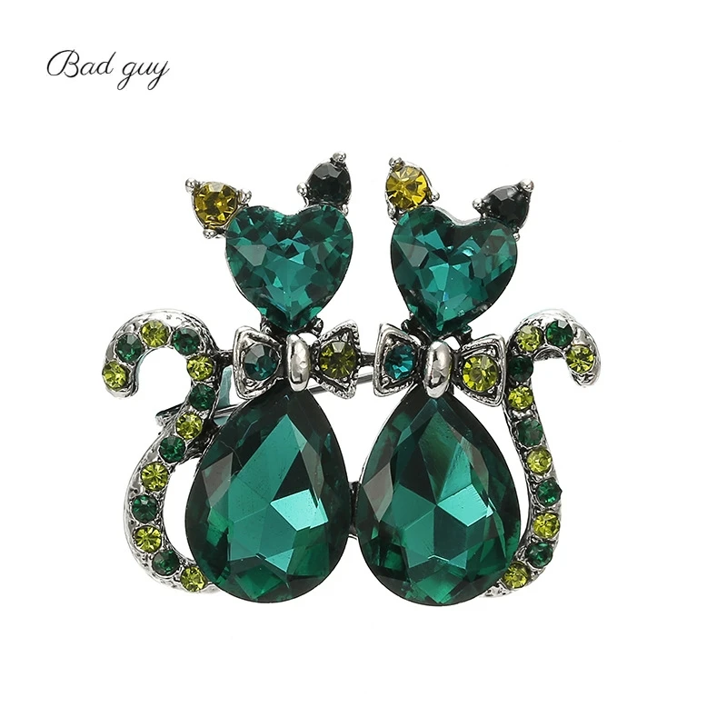 

Dark Green Gem Pin For Women's Cat Rhinestone Brooch Jewelry Clothes Scarf Buckle Garment Accessories Fashion Jewelrys Gifts