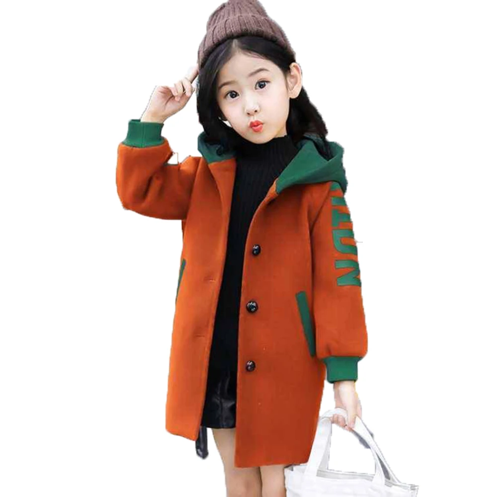 Демисезонная шерстяная куртка для девочек новинка 2021 Корейская версия модное