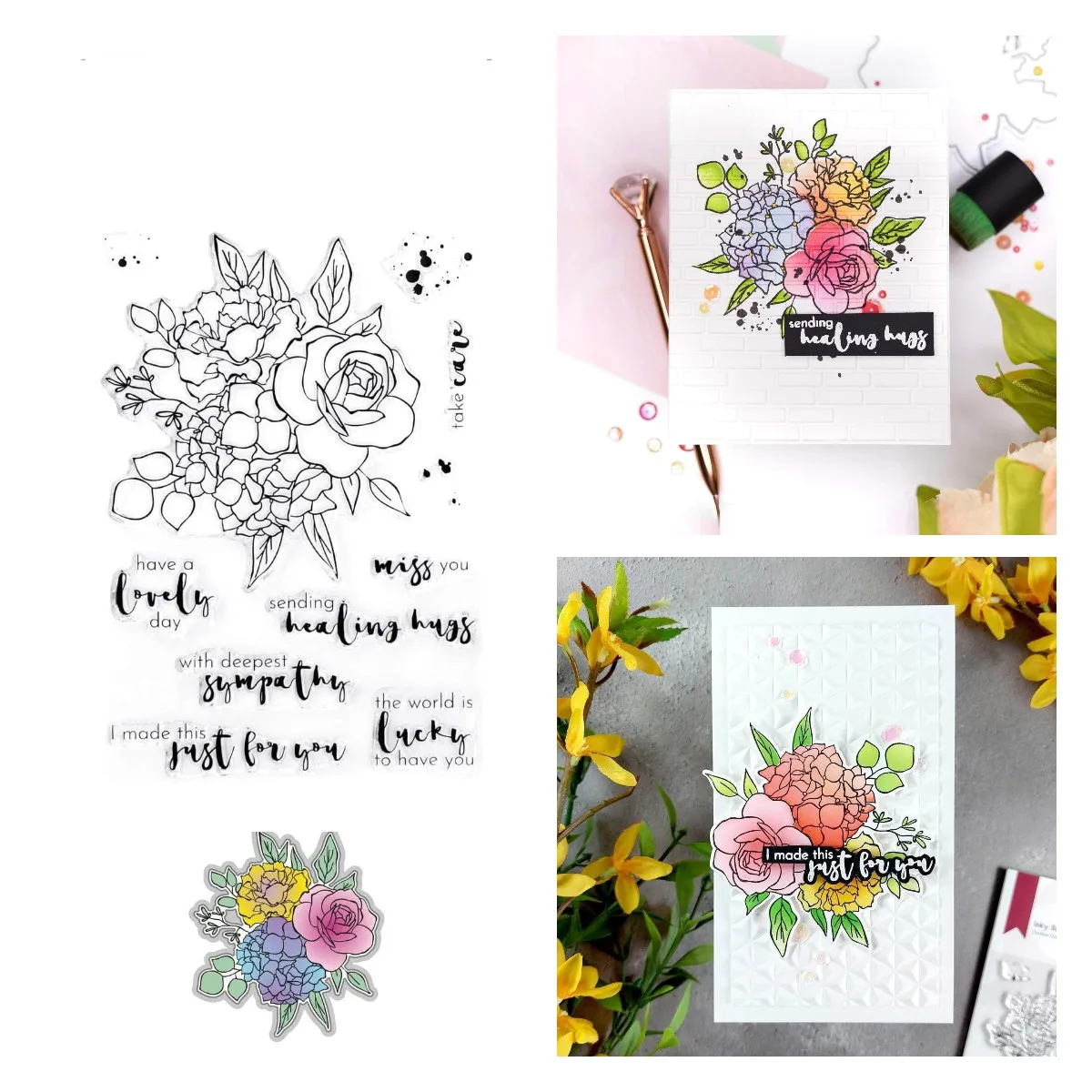 

Inky Bouquet flower Metal Cutting Dies and stamps DIY Scrapbooking Card Stencil Paper Cards Handmade Album Stamp Die Sheets