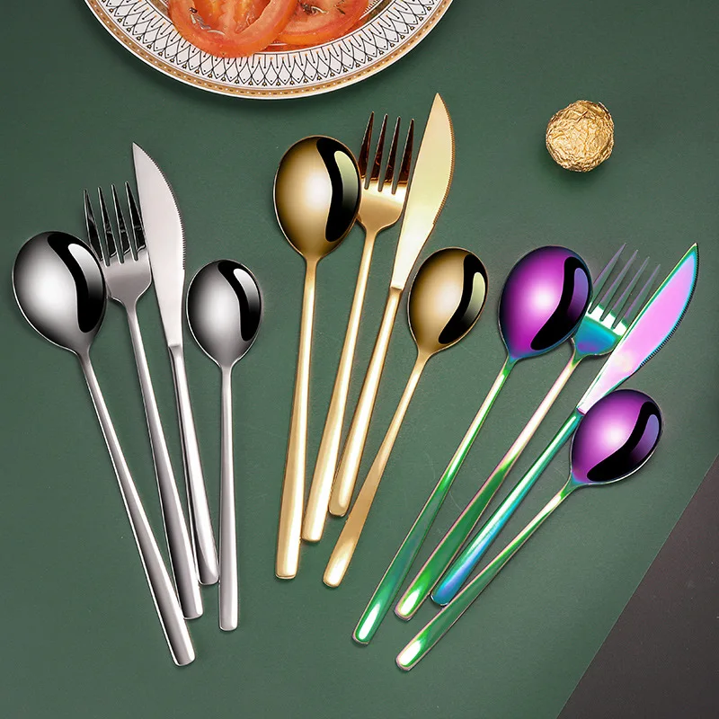 

Корейская столовая посуда из нержавеющей стали 304, нож, вилка, ложка, креативный позолоченный Западный брикет, нож и вилка для стейка