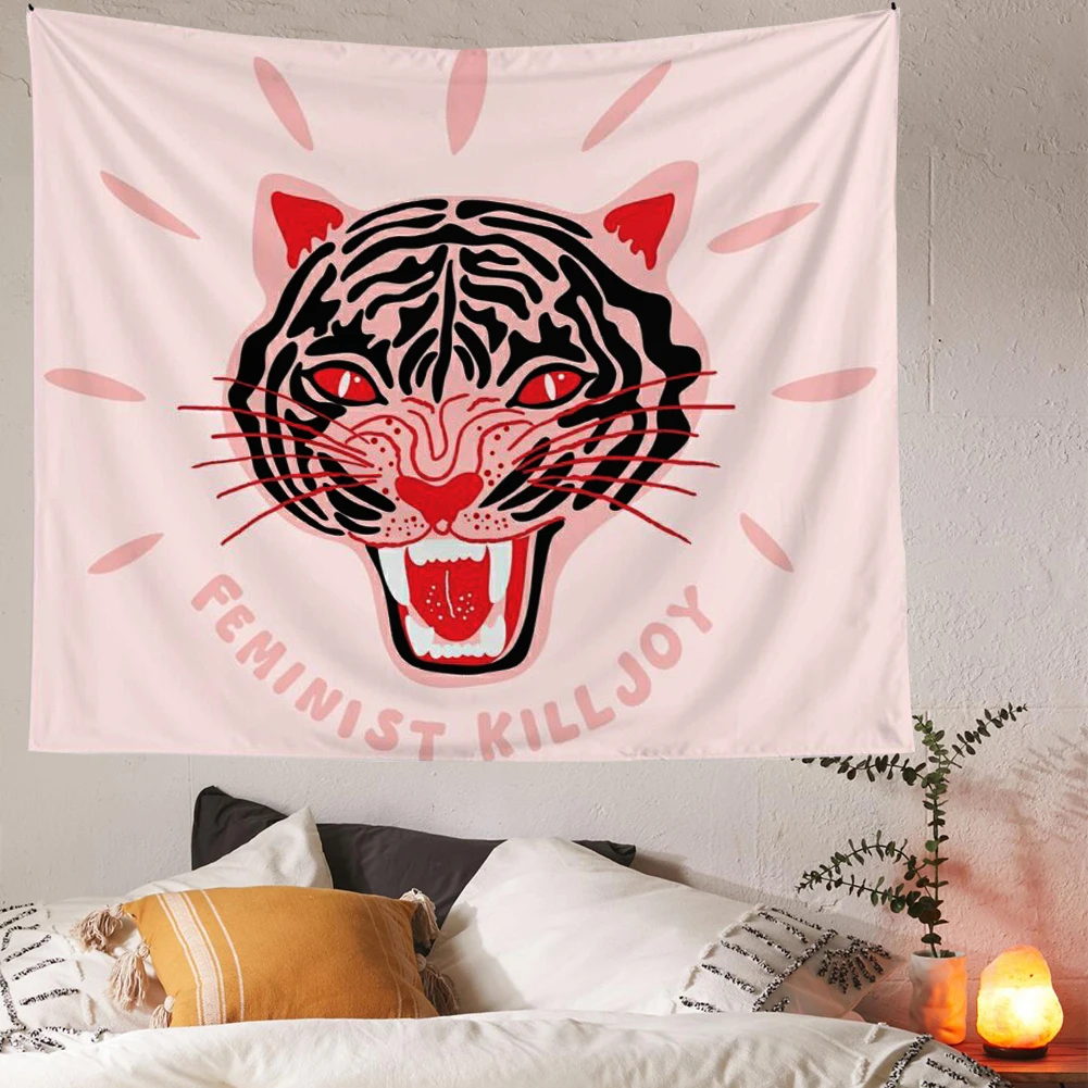 

Pink Tiger Tapestry Hanging Wall Decor Cloth Tapestry Wall Hanging Women Tapestry Wall Covering Bohemian Decor Decoration Mural