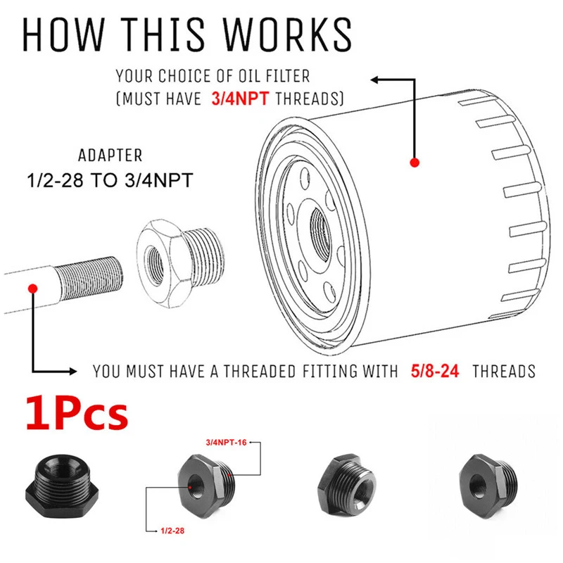Черный анодированный алюминиевый автомобильный масляный фильтр адаптер с