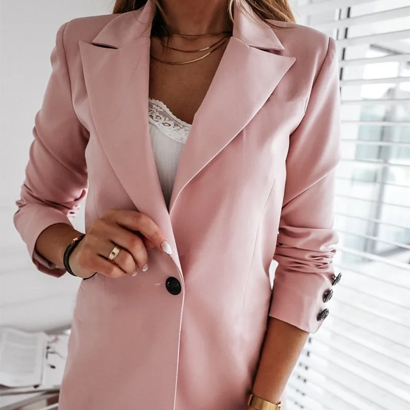 2021 модный Блейзер Куртка Женская Весенняя Повседневная фигурный воротник с