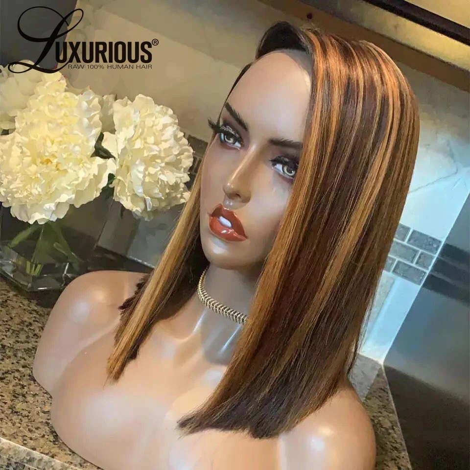 Прямые короткие парики с Бобом яркие медовые светлые волосы 13x4 Кружевные