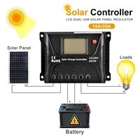 40a30a20a10a solar charger controller 12v 24v auto pwm controllers lcd display 5v dual usb output controller
