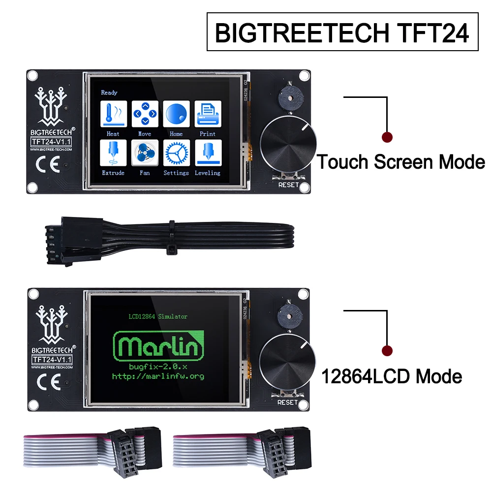 Tela de Toque Atualizações de Atualização Tft2.4 para Skr Bigtreetech Impressora Peças vs Mks Pro Skr V1.4 Turbo Ender 3 Tft24 V1.1 12864lcd 3d