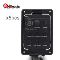 5pcs high quality 4 band eq equalizer acoustic guitar preamp piezo pickup guitar tuner with mic beat board