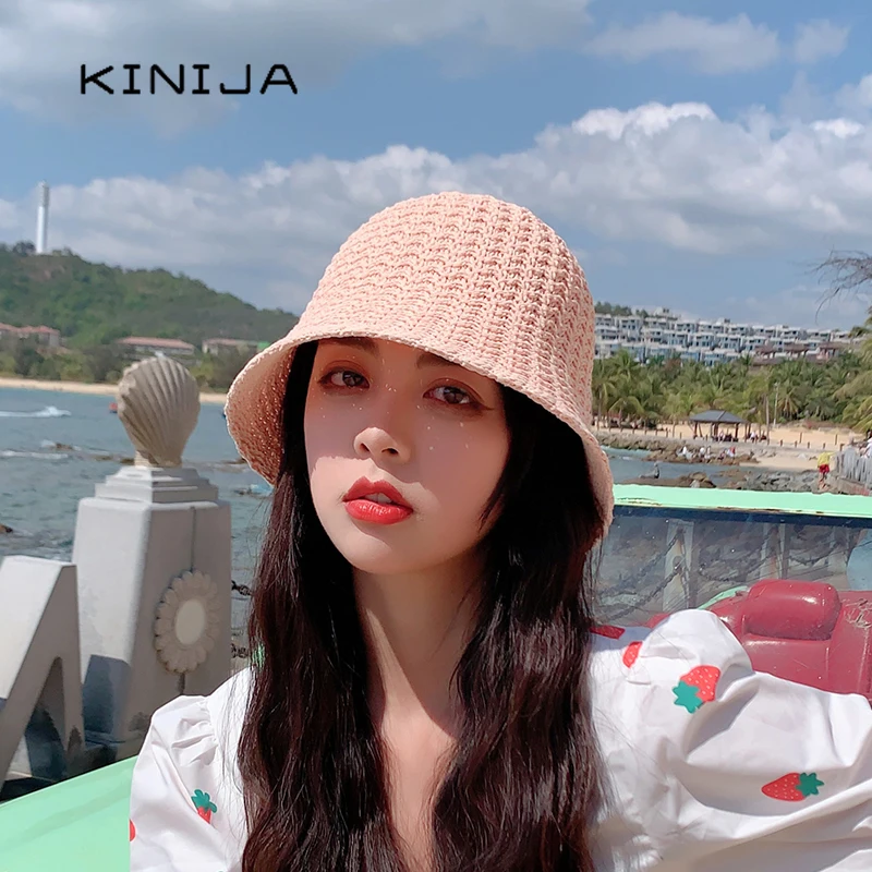 Панама женская плетеная ручной работы Соломенная пляжная шляпа от солнца с