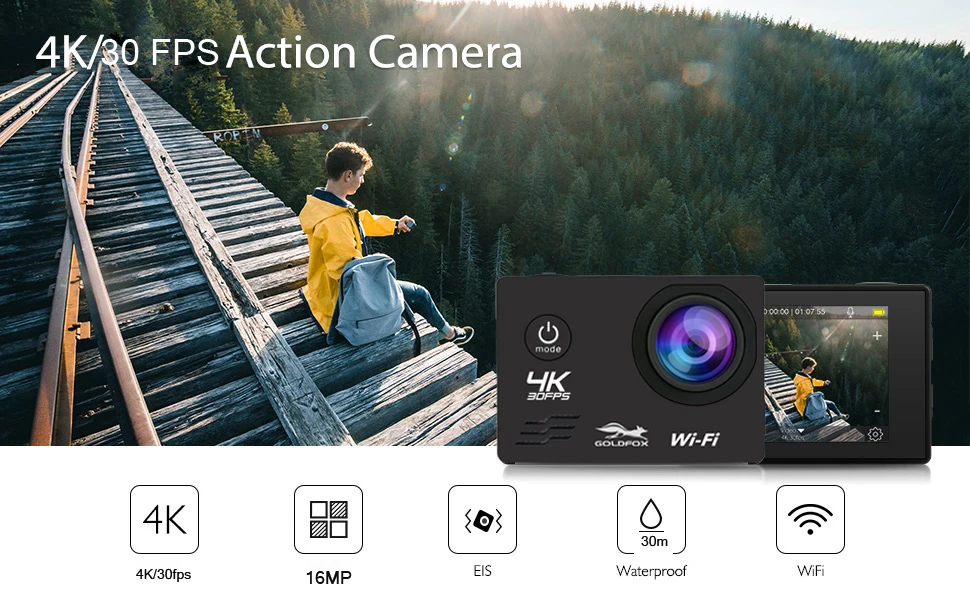 Спортивная Экшн камера Ultra HD 4K с Wi Fi 1080P для занятий спортом на открытом воздухе DVR
