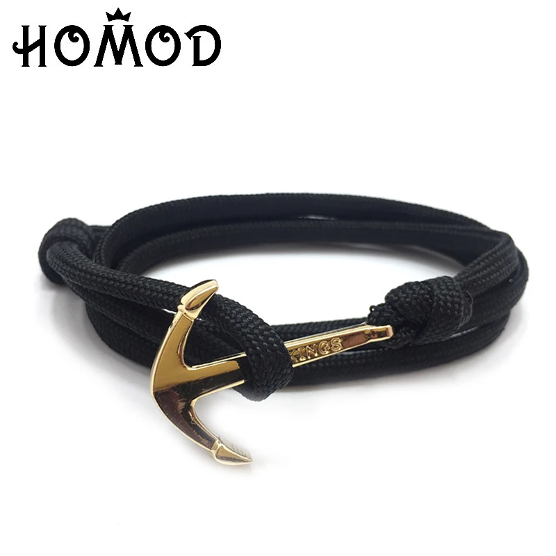 Браслет HOMOD с золотым якорем модные браслеты из ниток индивидуальный темно синий