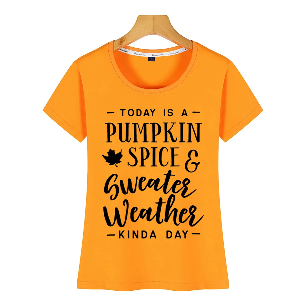 Женская футболка с изображением тыквы и специй повседневная черная короткая |