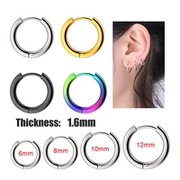1 pair titanium steel mini small ear circle hoop earrings for men womens 1 6mm thin ear buckle anti allergic non fading jewelry