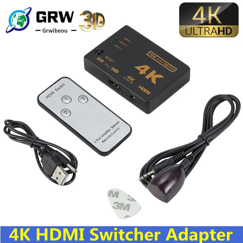 

4K*2K 3D Mini 3 Port HDMI-compatible Switch 1.4b 4K Switcher Splitter 1080P 3 in 1 out Port Hub for DVD HDTV Xbox PS3 PS4