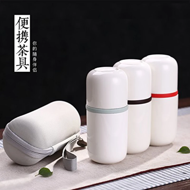 

Japanese Tea Cups Ceramic Travel Mug Kungfu Tea Set with Infuser Portable Teapot Set Coffee Mug with Travel Bag Anti-hot