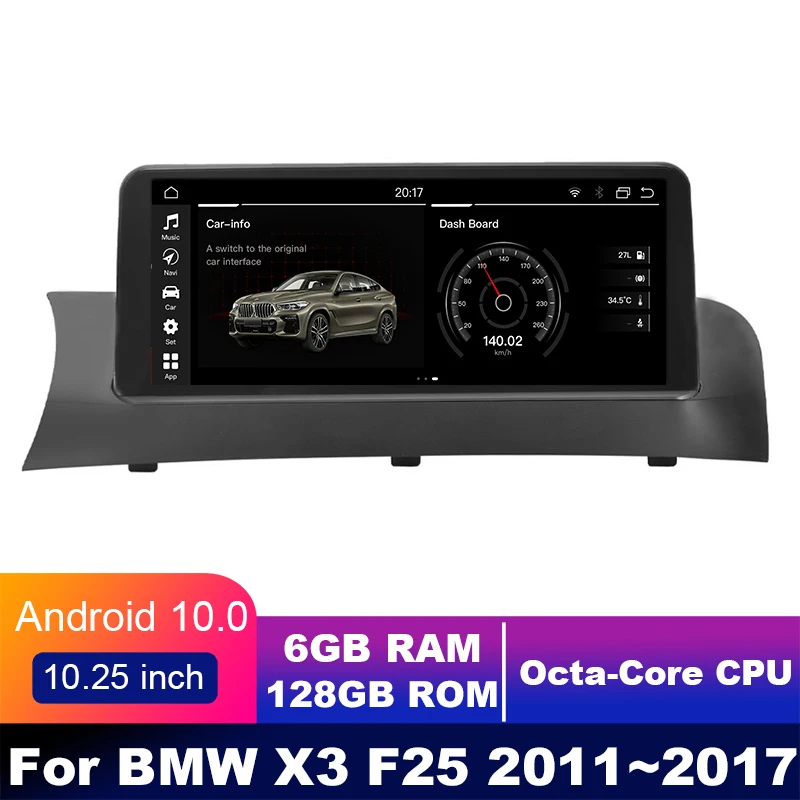 8 cores 6G+128G android 10.0 Car multimedia Player Navigation GPS radio
For BMW X3 F25 2011~2017 Original 10.25" DSP carpl NBT