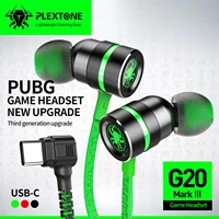 PLEXTONE G20 Gaming Earphone Wired Type-C Headset in-Ear Headphones RichBass with Sharp Plug for PC  Mobile  Laptop