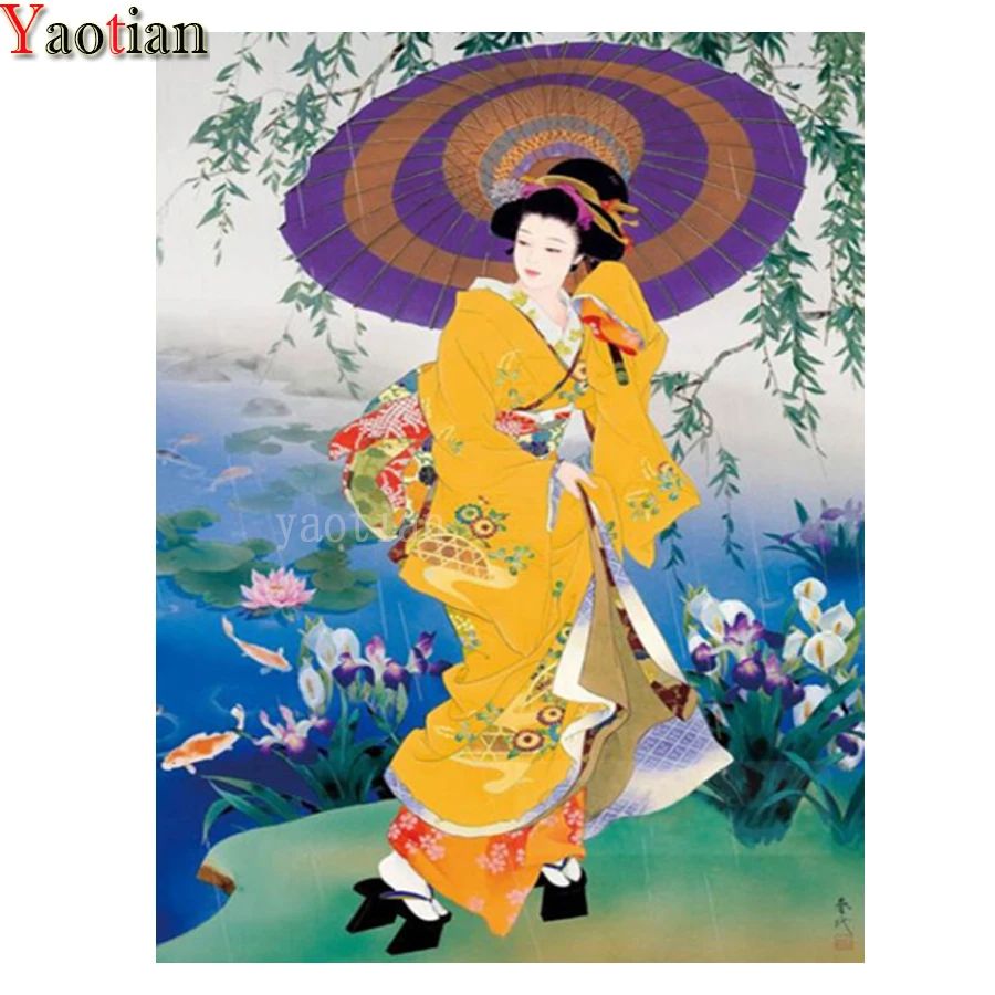 Набор для вышивки квадратными стразами 5D сделай сам Японская женщина крестиком с