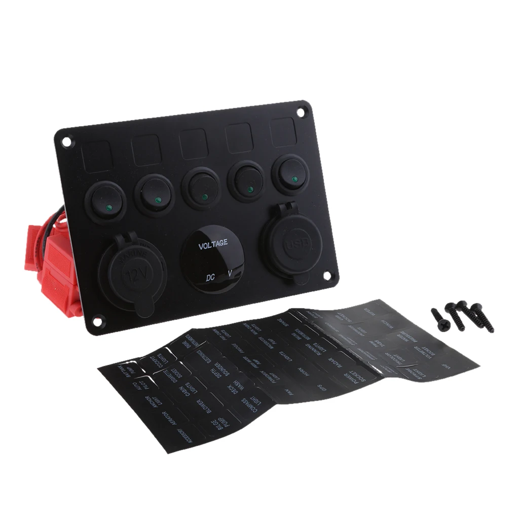 5 банд ВКЛ ВЫКЛ тумблер Многофункциональный зеленый светодиод двойной USB порт