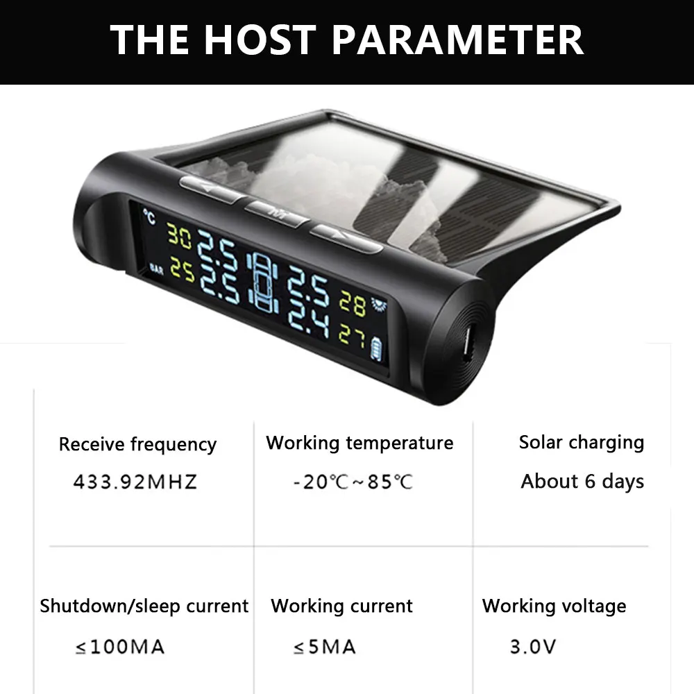 Лидер продаж онлайн миниатюрный датчик давления в шинах TPMS/монитор Солнечный