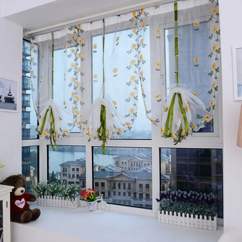 Новинка Бабочка цветы римские шторы пряжа для гостиной спальни двери окна экран