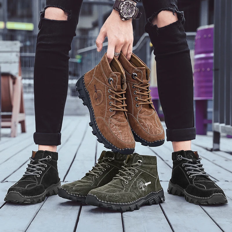 

Mens Boots and Luxury Shoes Zapatos De Hombre Botas De Trabajo Hombre Comfortable and Breathable Men's Boots Large Size 38-48