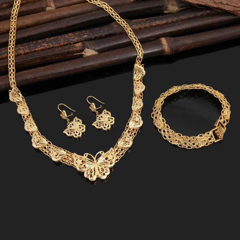 Эфиопское ожерелье серьги браслет позолоченный Свадебный Африканский арабский